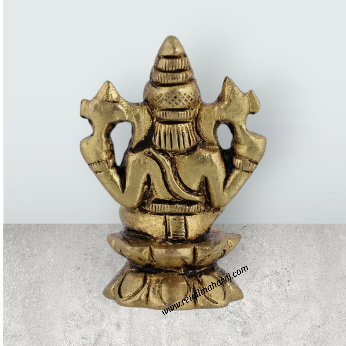 Ganesh Murti Sitting On Base - 1.75 x 1 Inches | Antique Brass Idol / Ganpati Murti For Home Pooja - Retail Maharaj