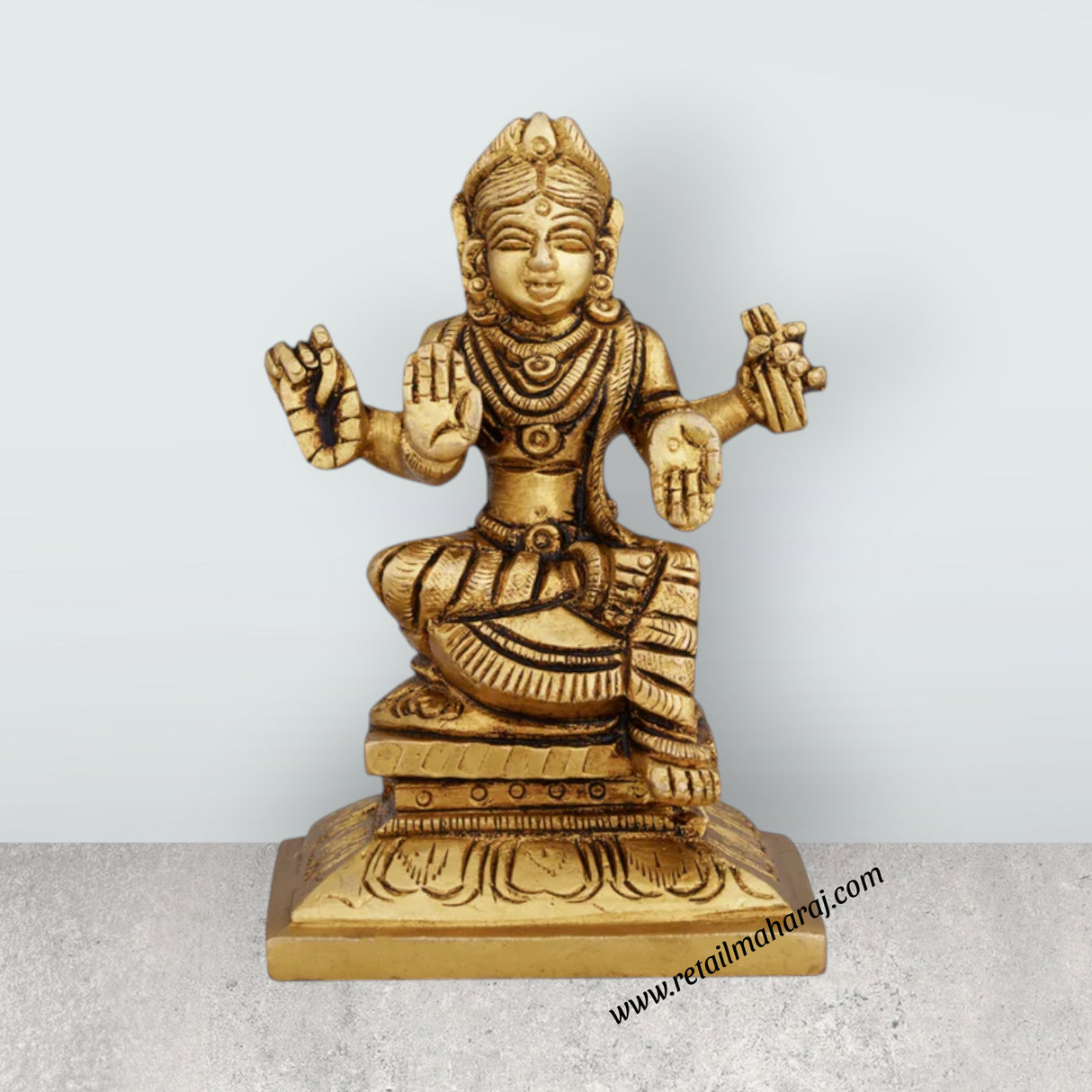 Bala Tripura Sundari Idol - 3.5 x 2.5 Inches | Antique Brass Idol/ Balambigai Statue for Pooja/ 400 Gms Approx - Retail Maharaj