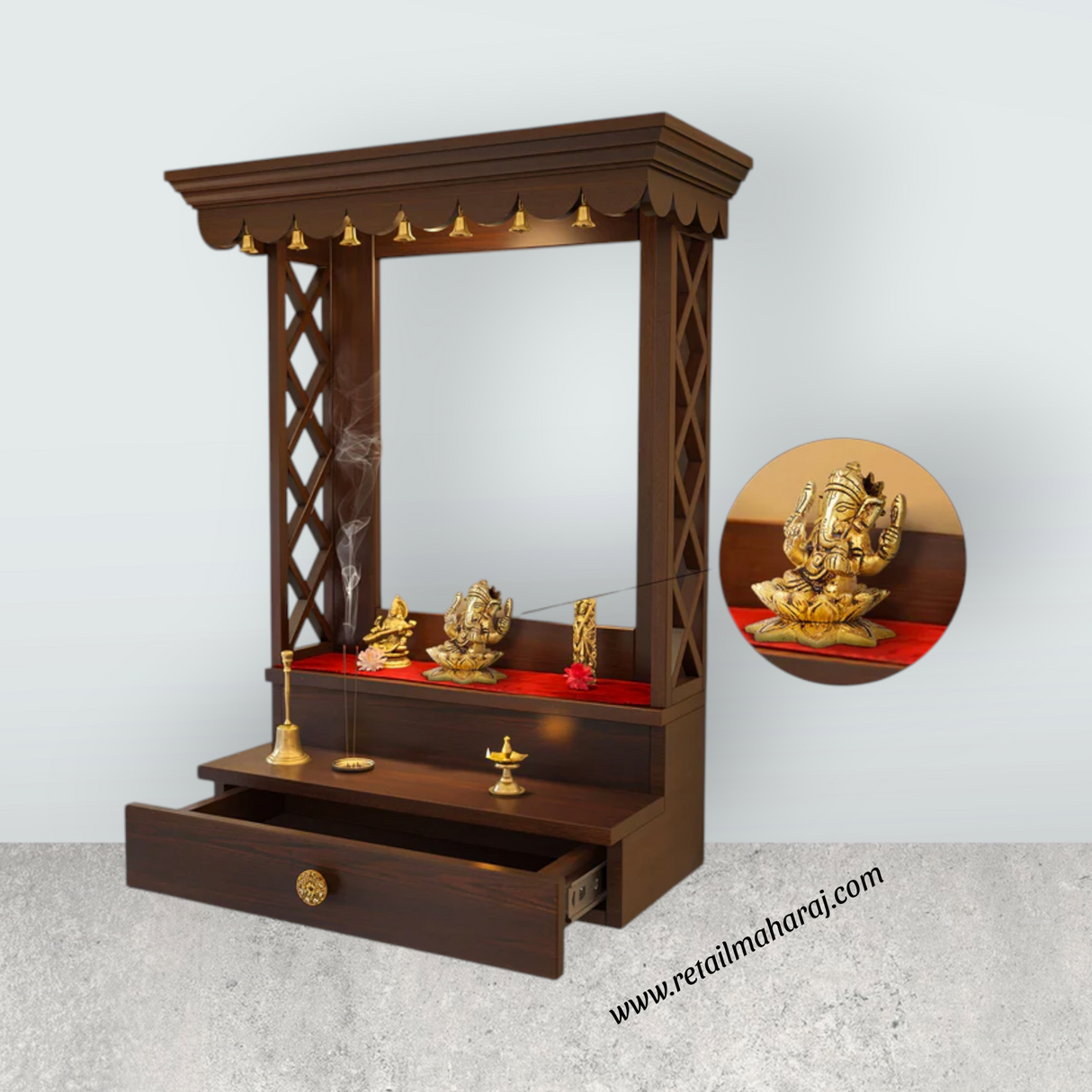 Ganesh Murti - 3.5 Inches | Antique Brass Statue/ Vinayagar Statue/ Ganesha Idol for Pooja - Retail Maharaj