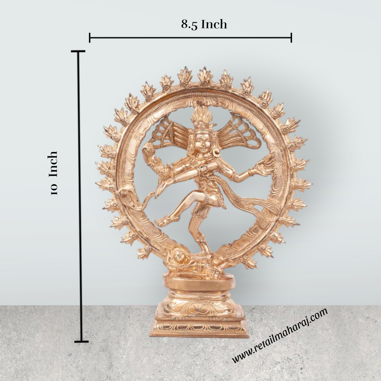 Natraj Murti With Base - 10 x 8.5 Inches | Nataraja Vigraham/ Panchaloha Statue for Pooja - Retail Maharaj
