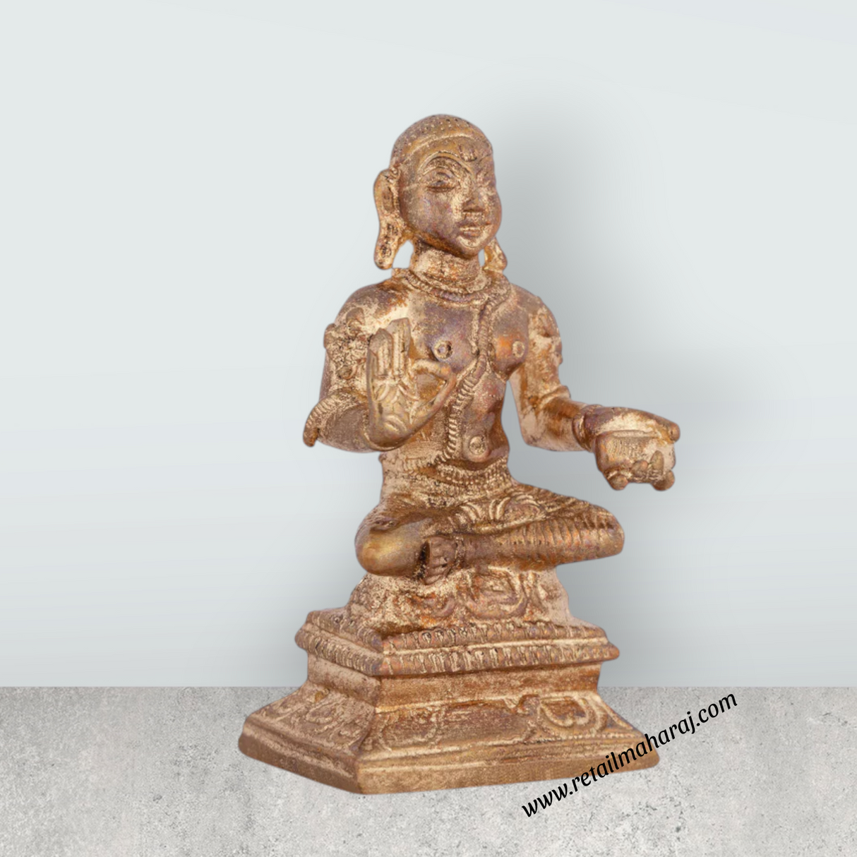 Vedanta Desikan Statue - 2.5 x 1.5 Inches | Panchaloha Statue/ Sitting Vedanta Desika Murti for Home - Retail Maharaj