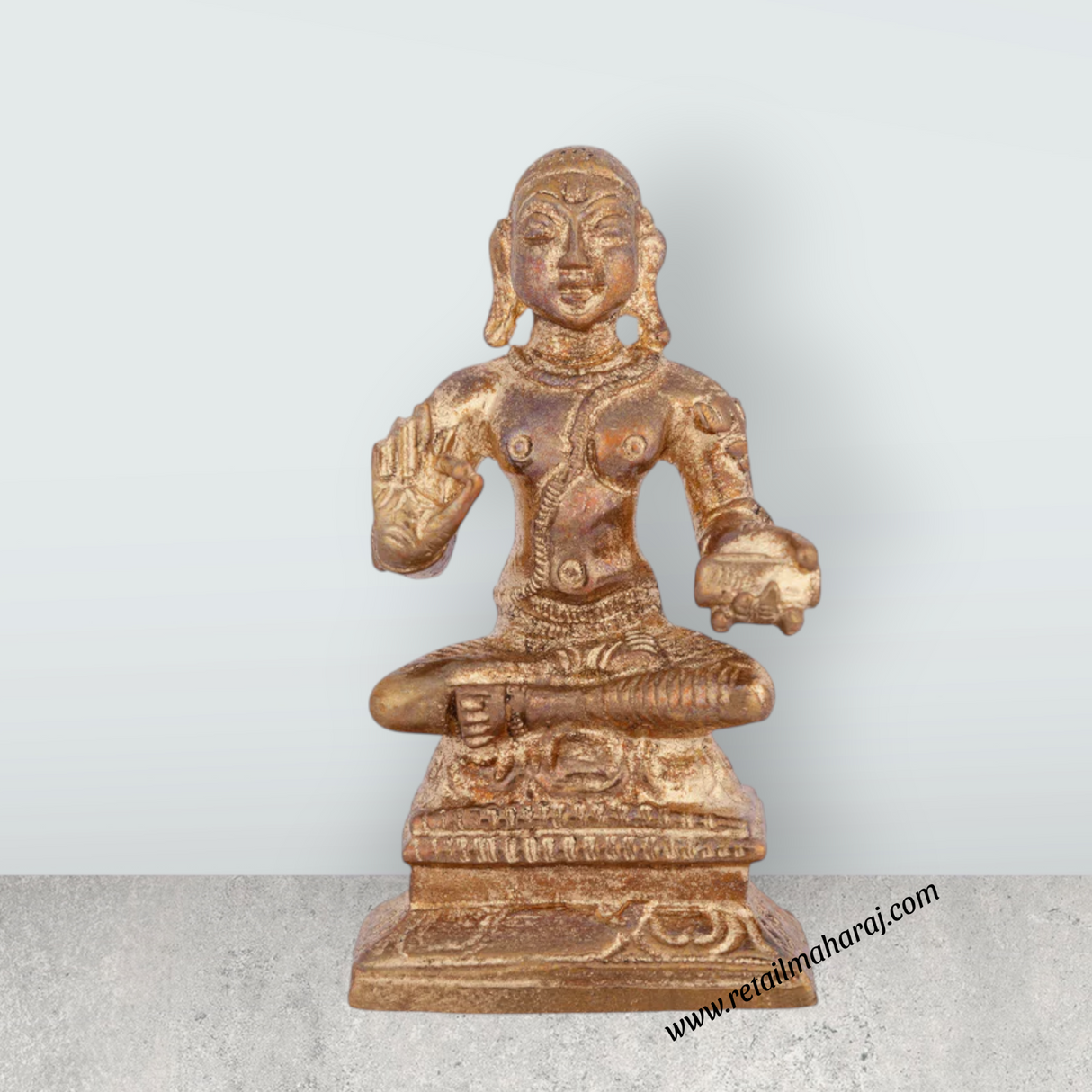 Vedanta Desikan Statue - 2.5 x 1.5 Inches | Panchaloha Statue/ Sitting Vedanta Desika Murti for Home - Retail Maharaj