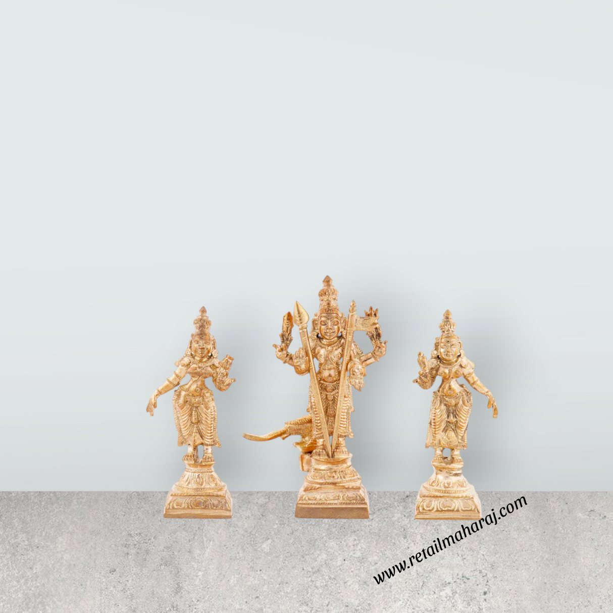 Murugar with Valli Deivanai Statue - 3 x 1.25 Inches | Panchaloha Idol/ Murugan Valli Deivanai Statue for Pooja - Retail Maharaj