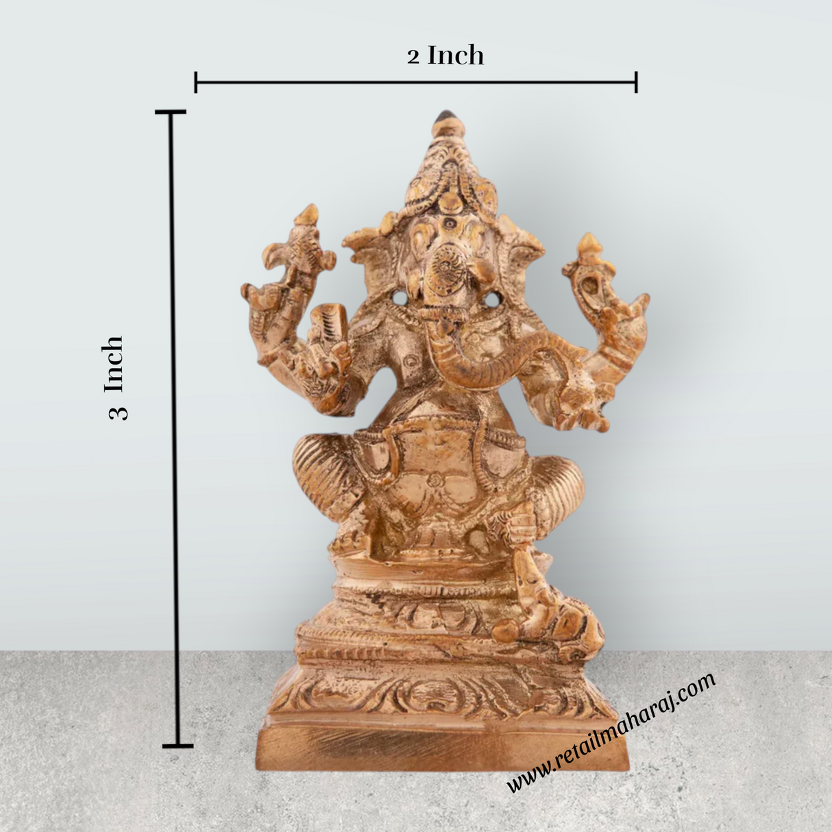 Ganesha Murti Statue - 3 x 2 Inches| Panchaloha Idol/ Vinayaka Idol for Pooja/ 259 Gms Approx - Retail Maharaj