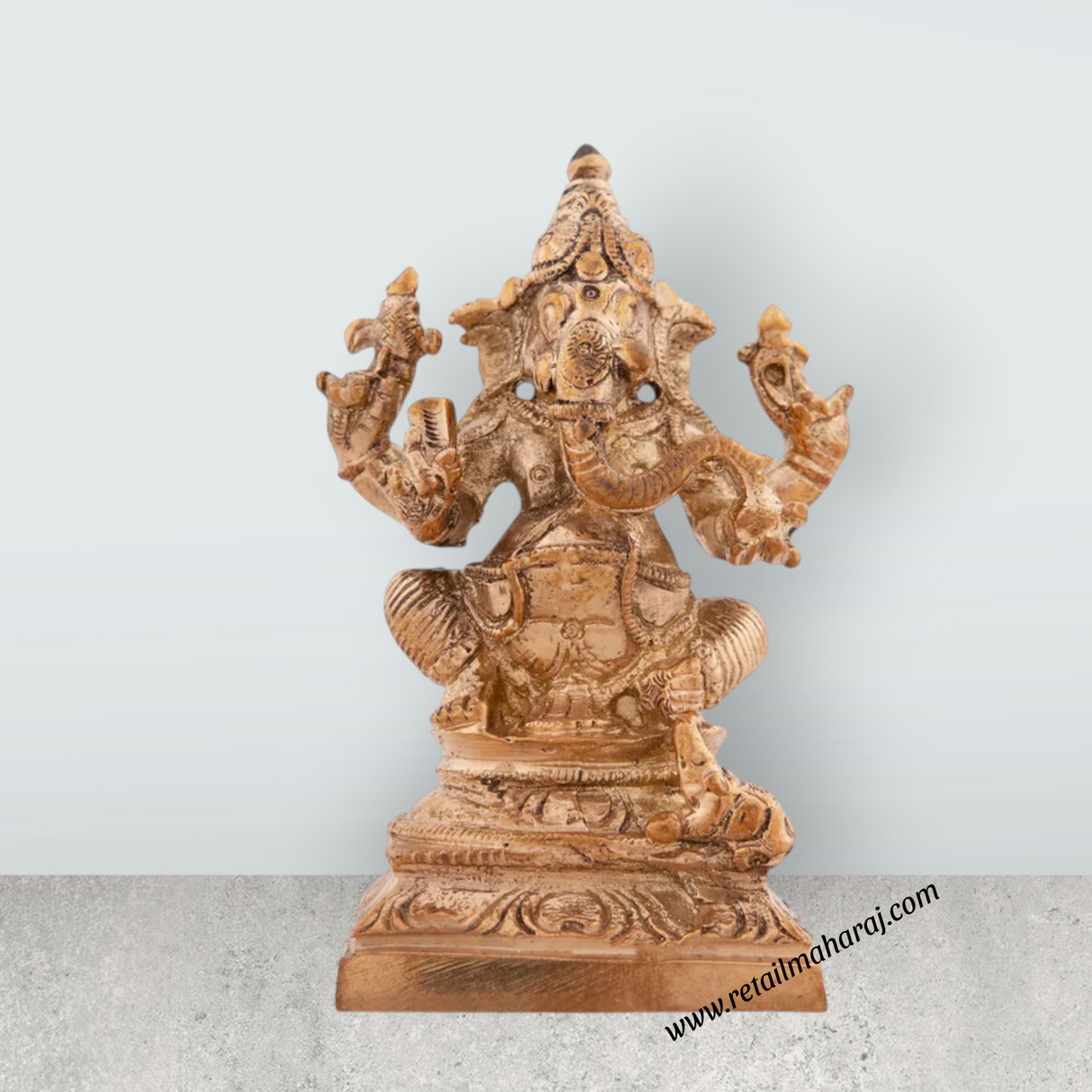 Ganesha Murti Statue - 3 x 2 Inches| Panchaloha Idol/ Vinayaka Idol for Pooja/ 259 Gms Approx - Retail Maharaj