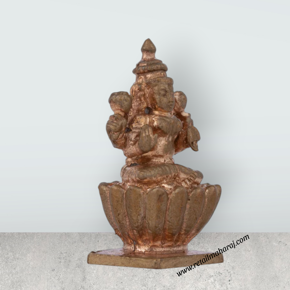 Laxmi Devi Statue - 1.75 x 1 Inches | Panchaloha Idol/ Lakshmi Statue Sitting On Lotus for Pooja/ 55 Gms Approx - Retail Maharaj