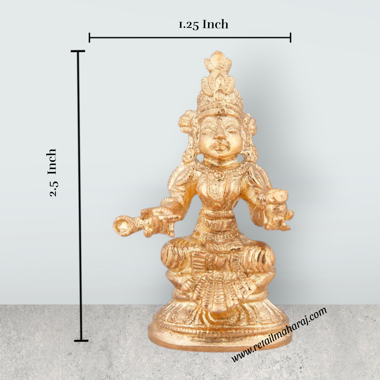 Annapurna Devi - 2.5 x 1.25 Inches | Panchaloha Statue/ Sitting Annapoorani Statue for Pooja/ 80 Gms Approx - Retail Maharaj