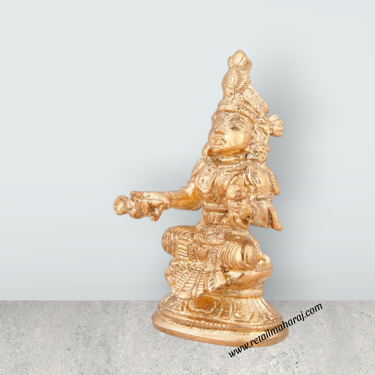 Annapurna Devi - 2.5 x 1.25 Inches | Panchaloha Statue/ Sitting Annapoorani Statue for Pooja/ 80 Gms Approx - Retail Maharaj