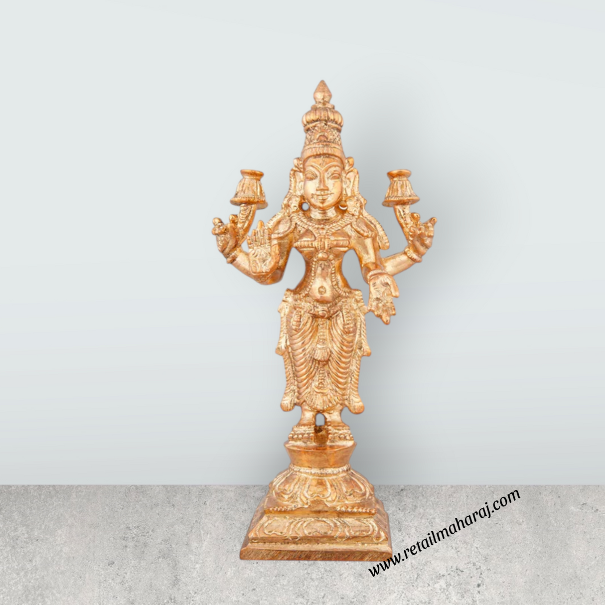 Lakshmi Idol - 5 x 2.5 Inches | Panchaloha Statue/ Standing Laxmi Idol for Pooja/ 345 Gms Approx - Retail Maharaj