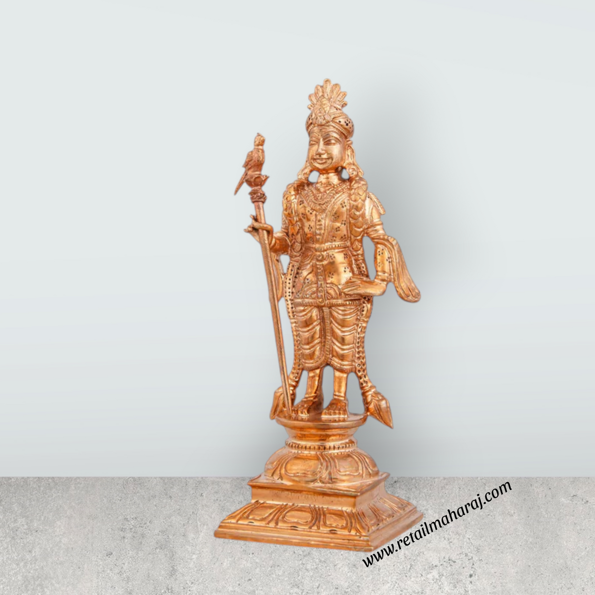 Raja Alangaram Murugan Statue - 6 x 2 Inches | Panchaloha Statue/ Standing Kartikeya Statue for Pooja/ 355 Gms - Retail Maharaj