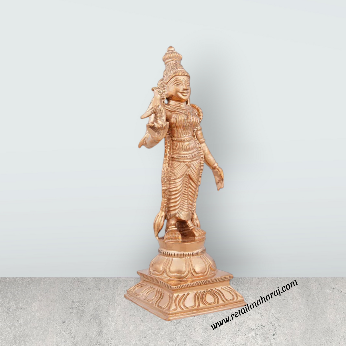 Meenakshi Amman Statue - 6 x 2.5 Inches | Panchaloha Statue/ Standing Meenakshi Amman Idol for Pooja/ 440 Gms - Retail Maharaj