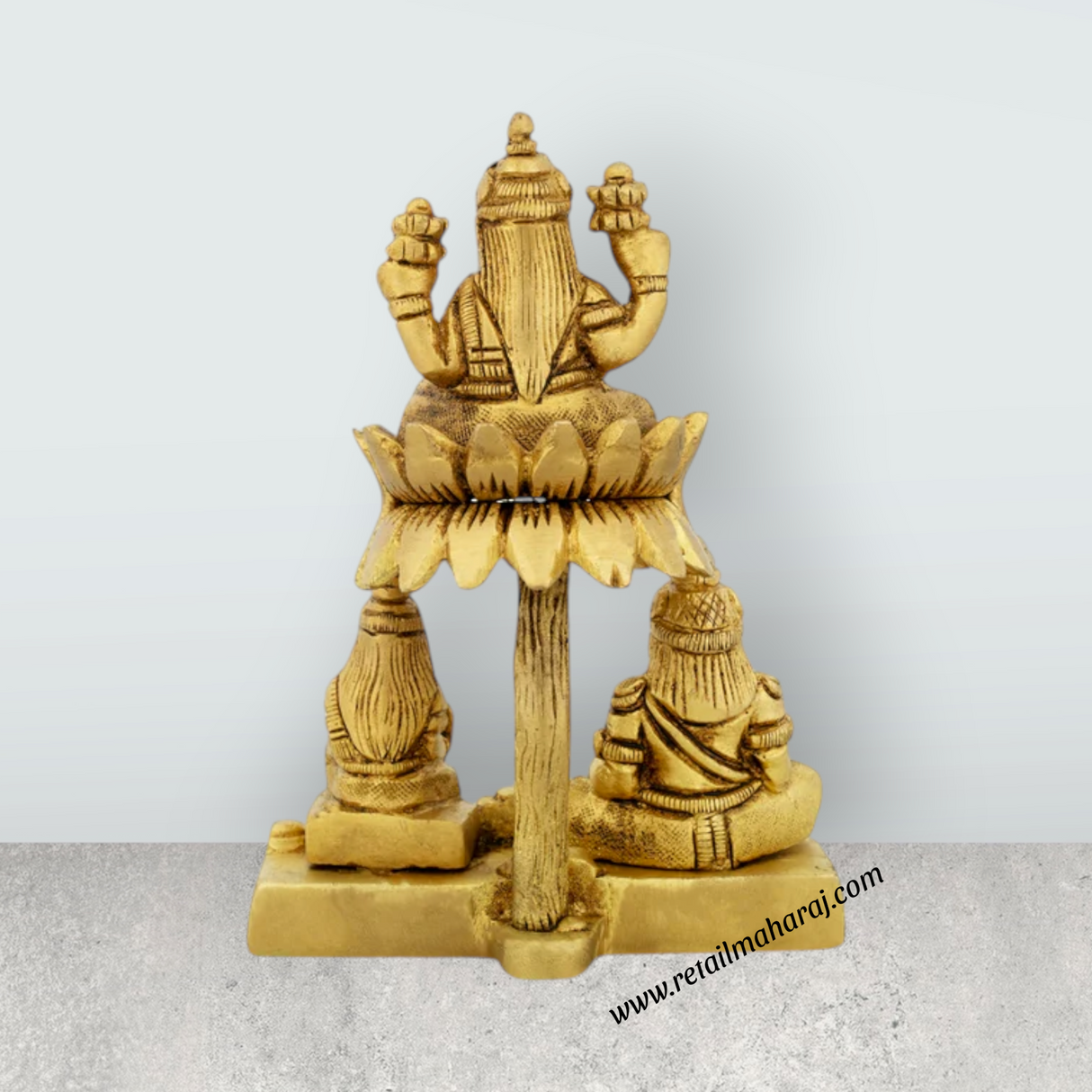 Kubera Lakshmi Statue With Chitralekha - 5 x 3.5 Inches | Antique Brass Idol/ Laxmi Kuber Idol for Pooja - Retail Maharaj