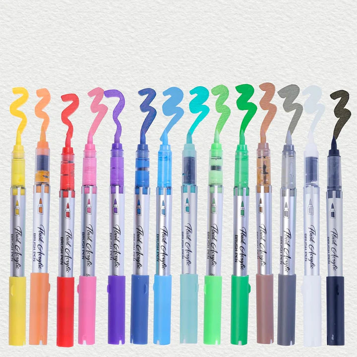 BRUSTRO Fluid Acrylic Brush Pen Set of 14 - Retail Maharaj