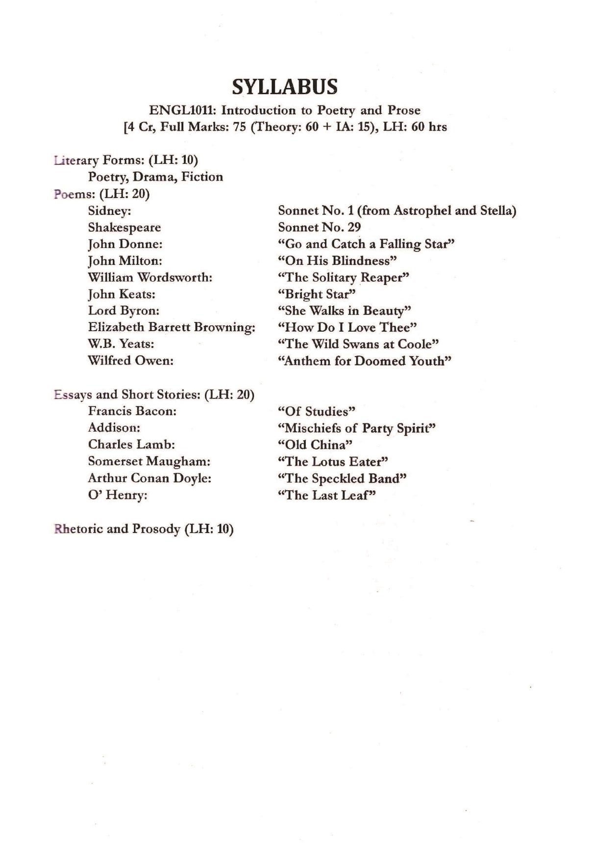A MODEL QUE. & ANS. FOR IND. TO SELECTED POETRY & PROSE (ENGL1011), SEM-1, B.U. (English Version) - Retail Maharaj