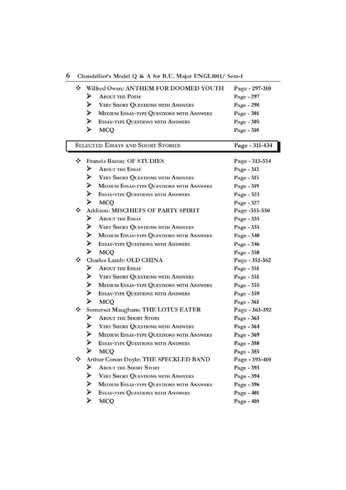 A MODEL QUE. & ANS. FOR IND. TO SELECTED POETRY & PROSE (ENGL1011), SEM-1, B.U. (English Version) - Retail Maharaj