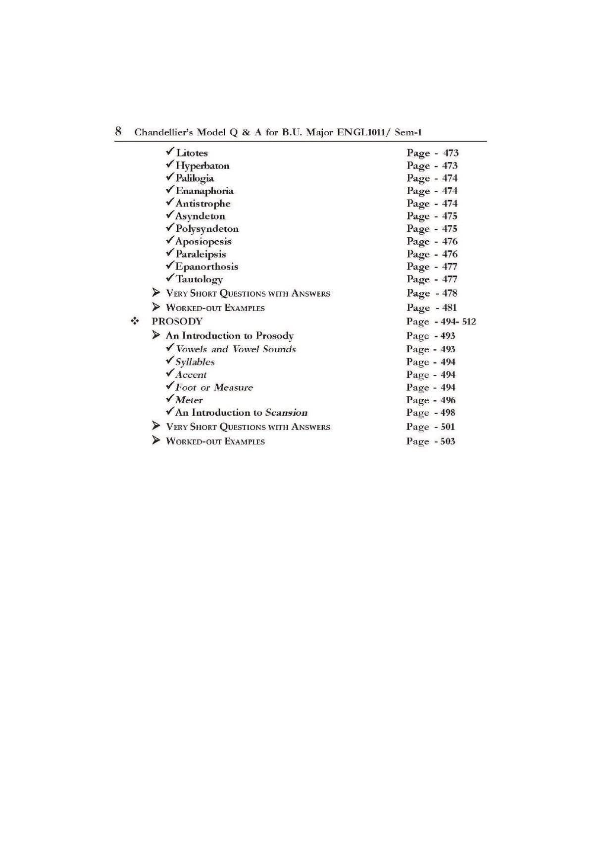 A MODEL QUE. & ANS. FOR IND. TO SELECTED POETRY & PROSE (ENGL1011), SEM-1, B.U. (English Version) - Retail Maharaj
