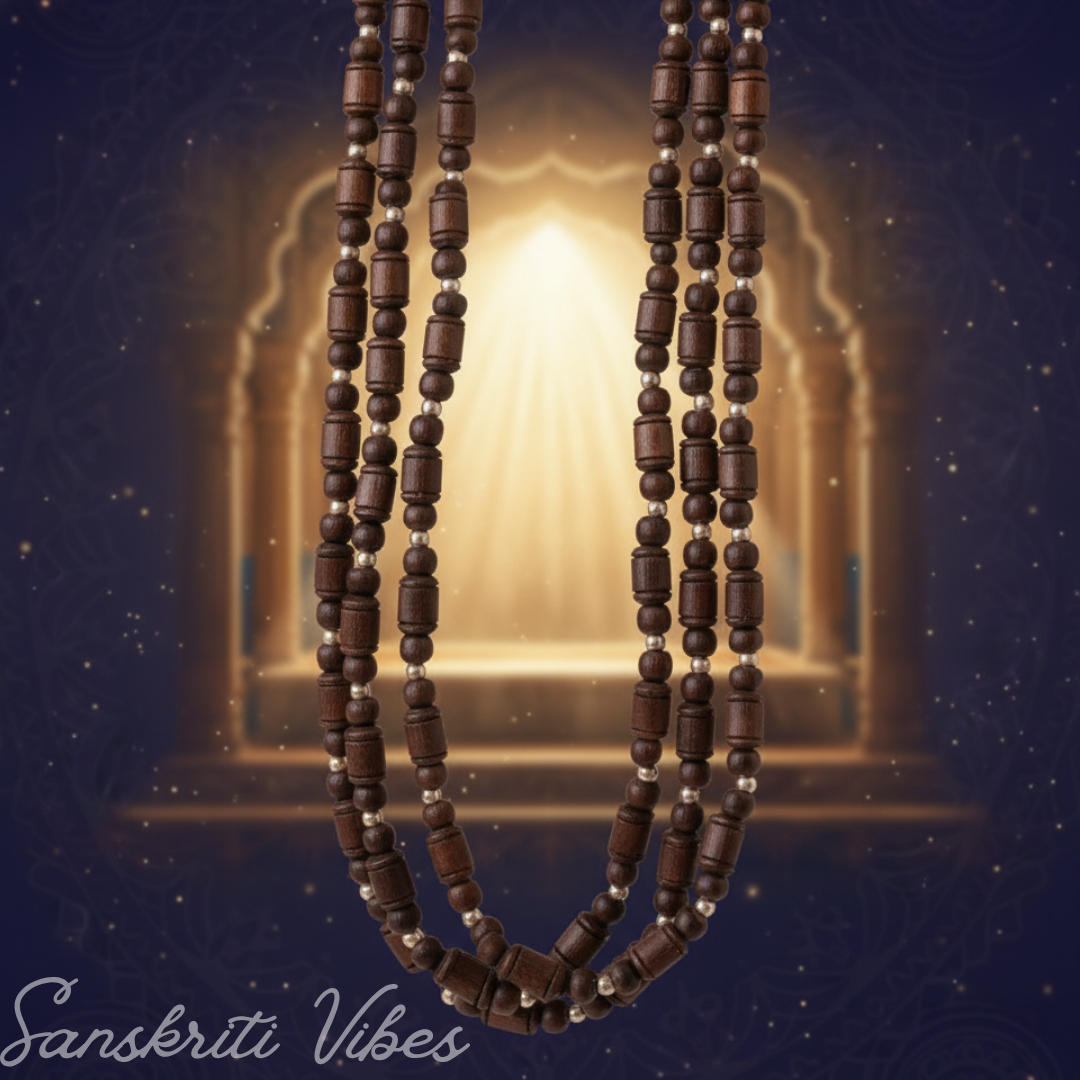 Designer Black Tulsi Kanthi Mala – Trendy and Classic | Handcrafted Spiritual Necklace in 92.5 Silver for Peace and Protection - Retail Maharaj