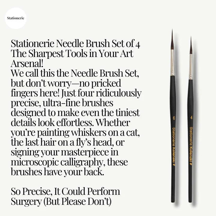 Stationerie Extended Needle Point Liner Brush Set of 4 - Retail Maharaj