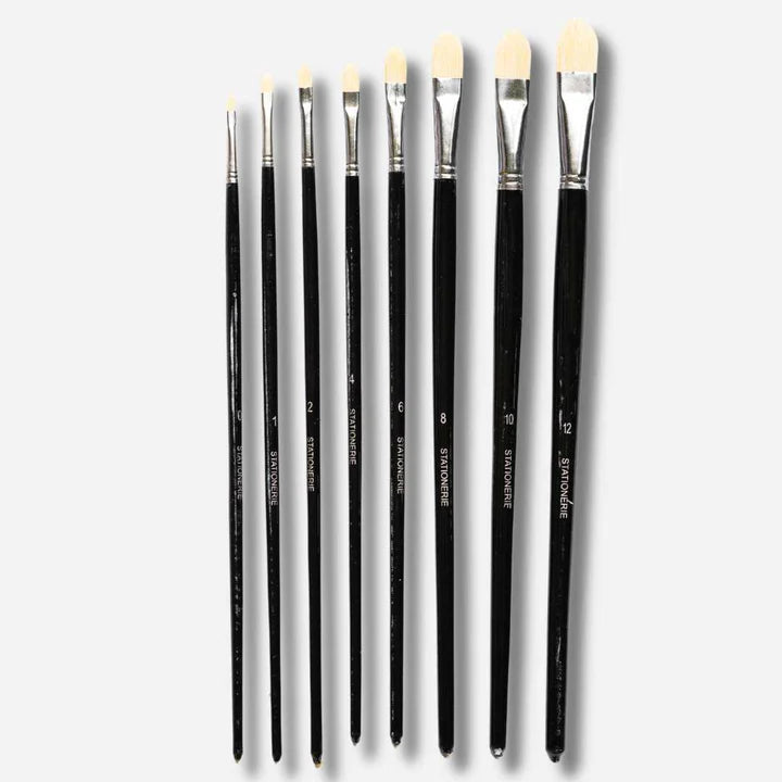 Retail Maharaj Filbert Chungking Hog Brush Set Of 8, Long Handle 11'' - Retail Maharaj