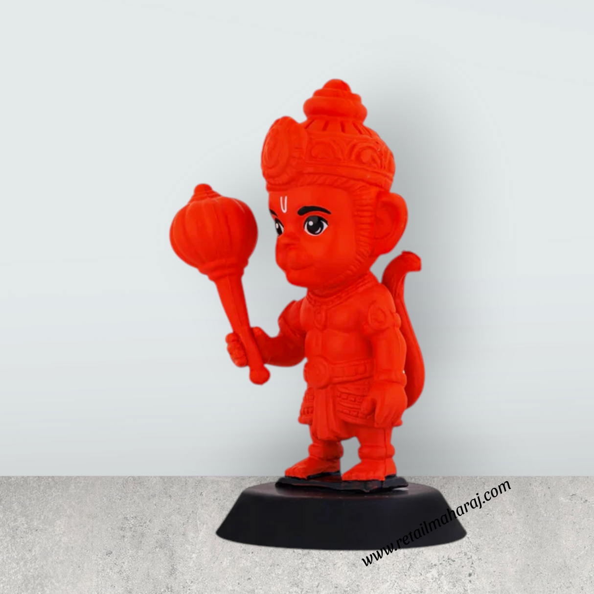 Anjaneya Statue Car Dashboard Stand - 3.75 x 1.5 Inches | Car Decor / Red Colour Hanuman Statue For Gifting - Retail Maharaj