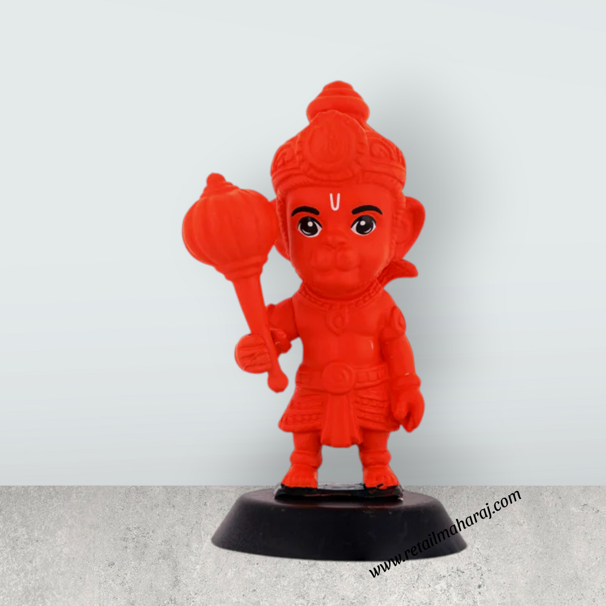Anjaneya Statue Car Dashboard Stand - 3.75 x 1.5 Inches | Car Decor / Red Colour Hanuman Statue For Gifting - Retail Maharaj