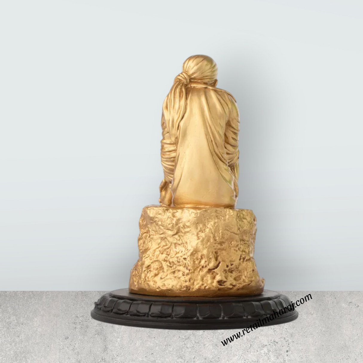 Saibaba Statue – 10 x 7 Inches | Shirdi Sai Baba Idol/ Gold Polish Saibaba Idol for Pooja