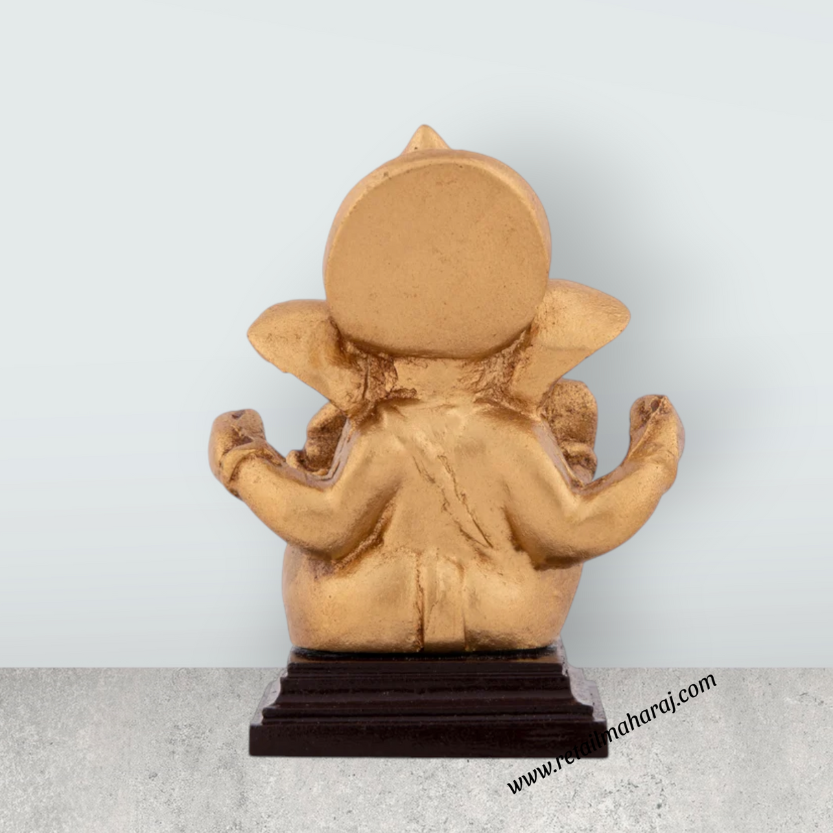 Ganesh Murti With Base - 3 x 2.5 Inches | Resin Ganpati Murti / Sitting Vinayaka Statue for Pooja - Retail Maharaj