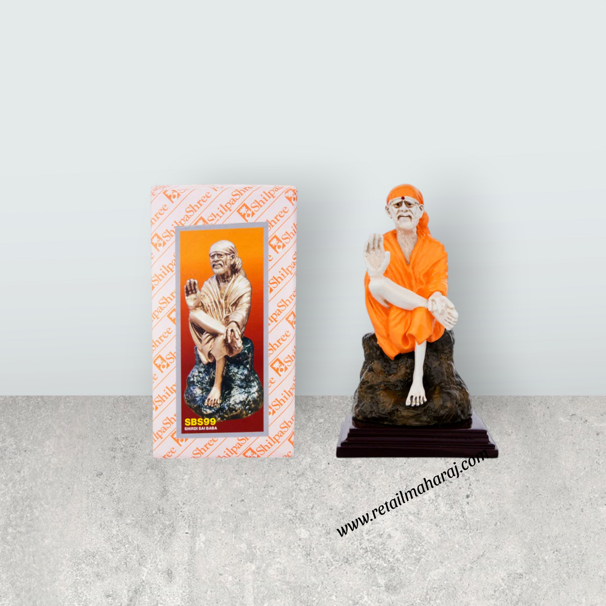 Shirdi Saibaba - 5 Inches | Sai Baba Murti/ Marble Dust Saibaba Statue/ Sai Baba Idol for Home - Retail Maharaj