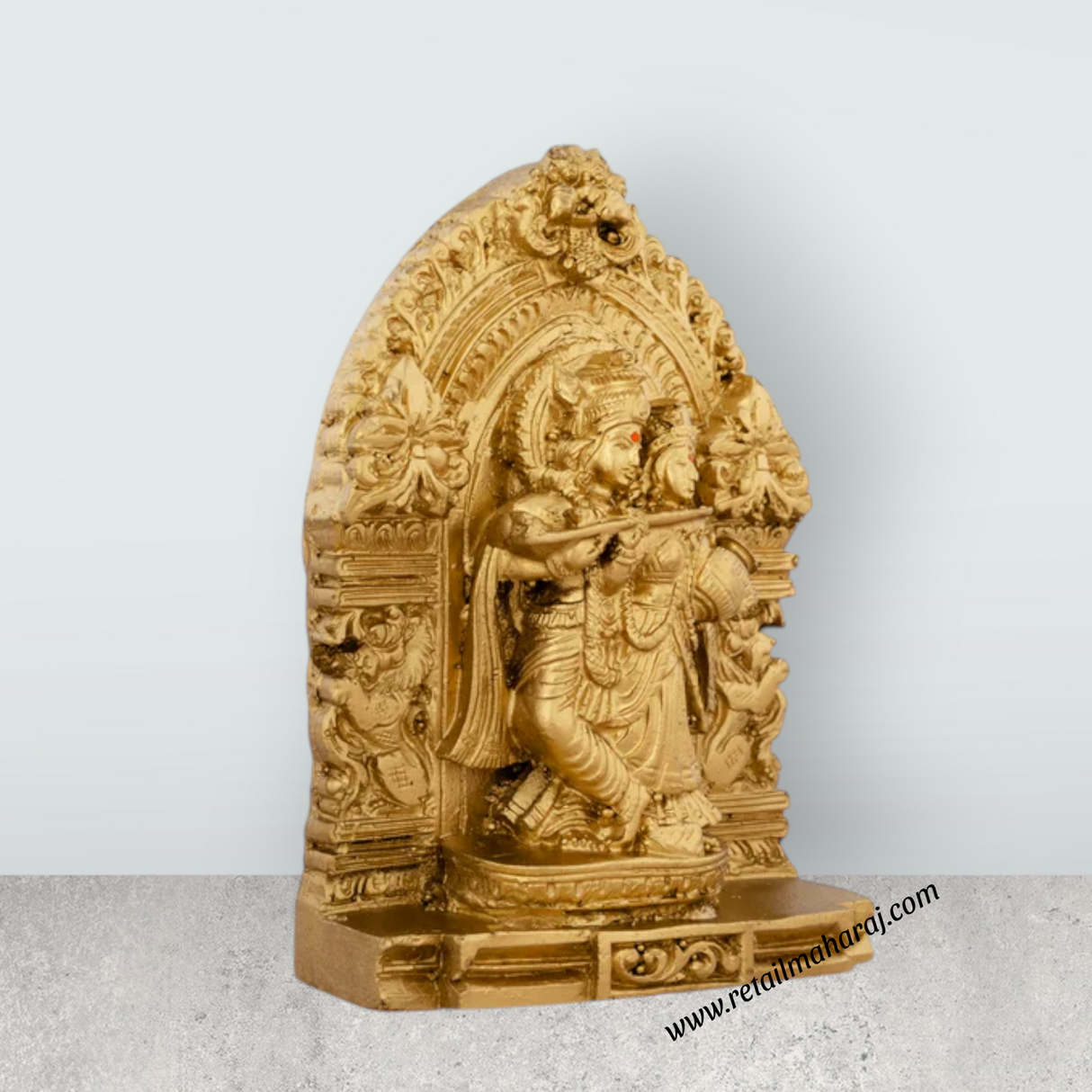 Radha Krishna Murti with Arch - 4.5 x 3.25 Inches | Resin Statue/ Gold Polish Radha Krishna Idol for Pooja - Retail Maharaj