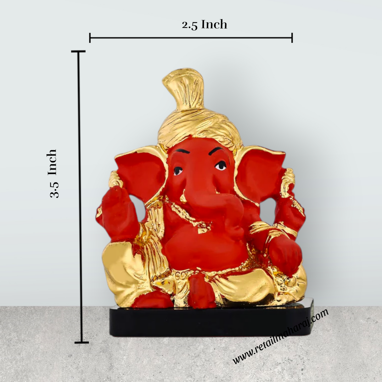 Ganesh Murti Sitting On Base - 3.5 x 2.5 Inches | Resin Statue / Ganpati Murti For Pooja Room & Gifting - Retail Maharaj