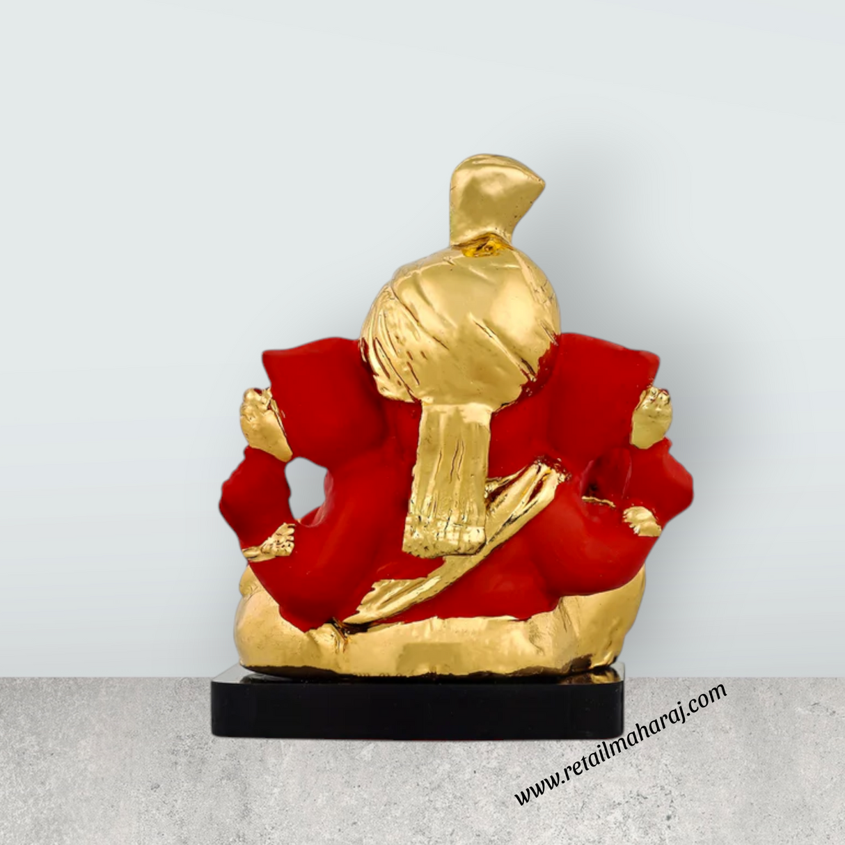 Ganesh Murti Sitting On Base - 3.5 x 2.5 Inches | Resin Statue / Ganpati Murti For Pooja Room & Gifting - Retail Maharaj