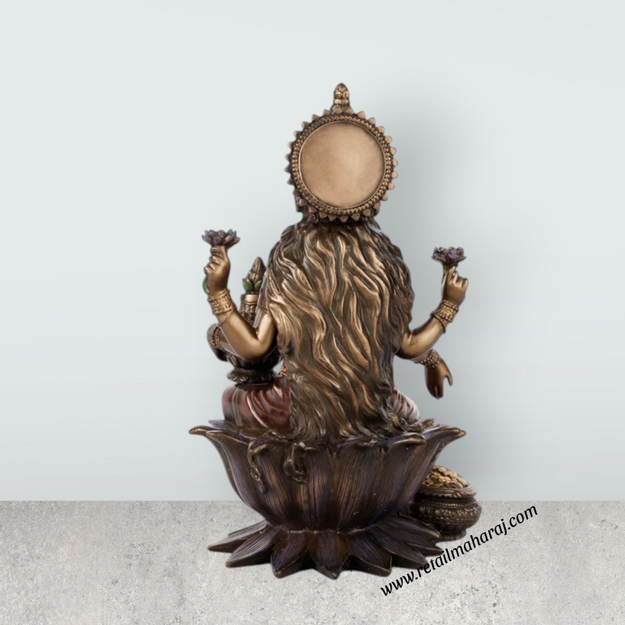 Lakshmi Idol Sitting On Lotus - 7 x 4 Inches | Resin Statue/ Laxmi Idol/ Lakshmi Murti for Pooja - Retail Maharaj