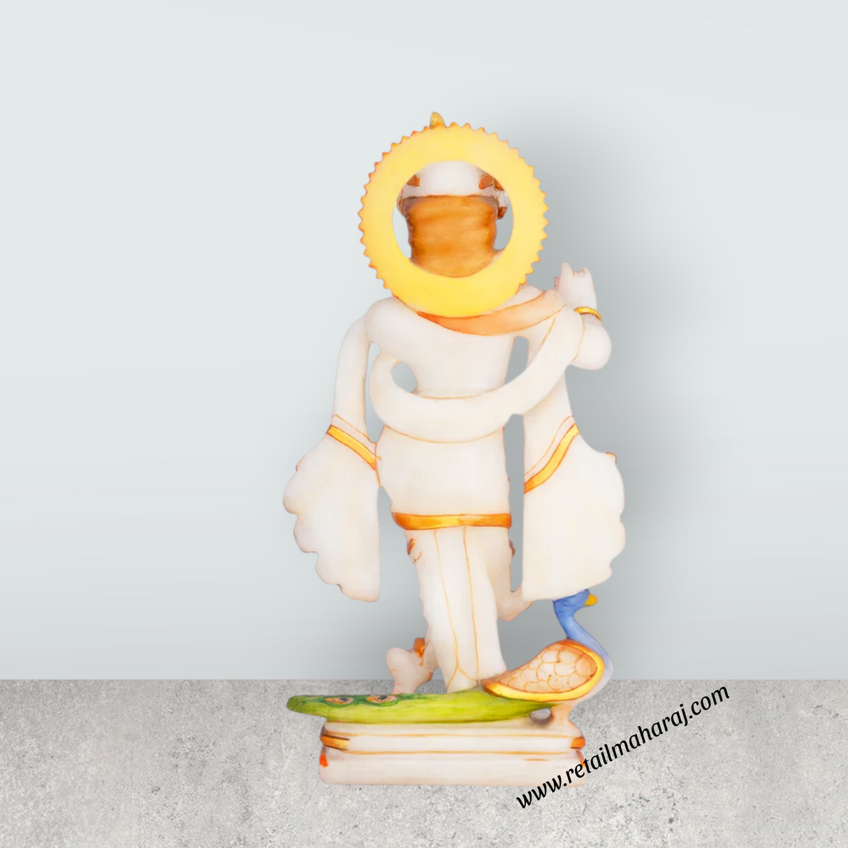 Lord Krishna Standing On Base Murti - 10 x 5 Inches | Painting Marble Idol / Krishna statue / Decor For Home & Pooja - Retail Maharaj