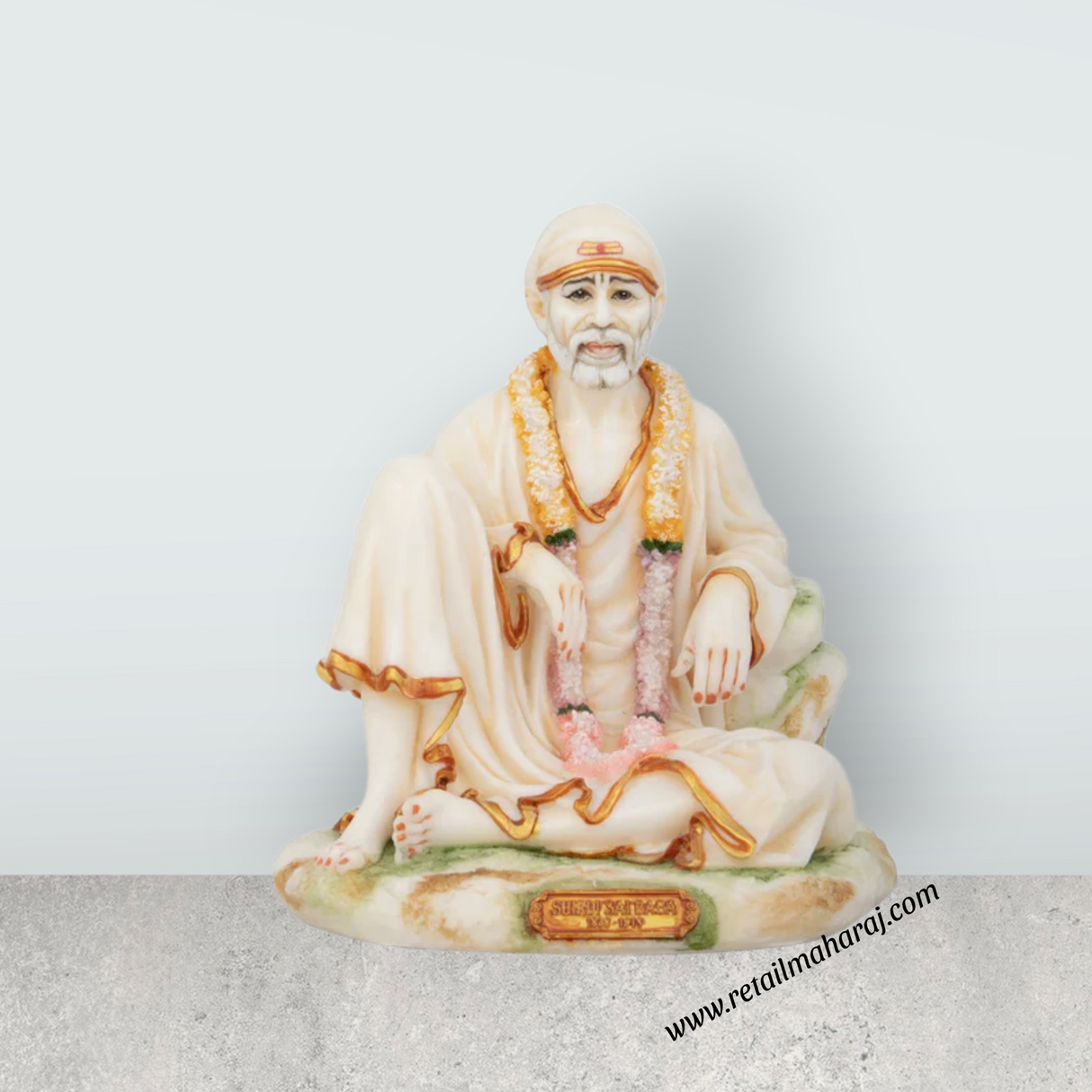 Saibaba Statue - 6.5 x 5.5 Inches | Resin Statue/ Sai Baba Vigraham for Pooja - Retail Maharaj