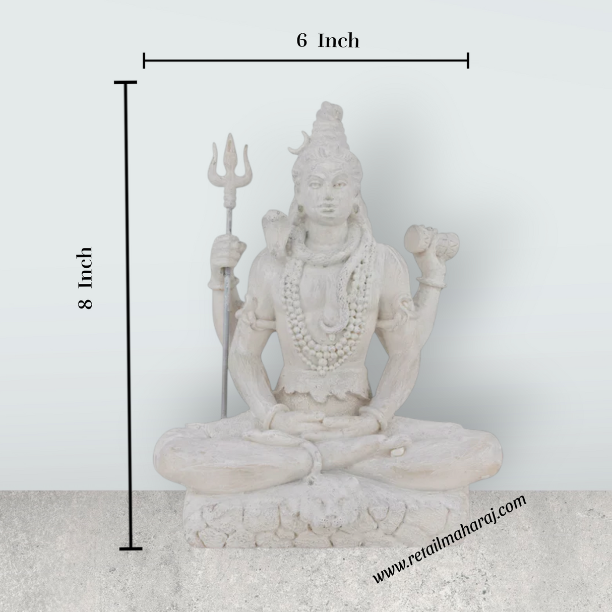 Shiva Statue Sitting On Base - 8 x 6 Inches | Resin Statue / White Colour Shiv Statue For Home Decor And Pooja