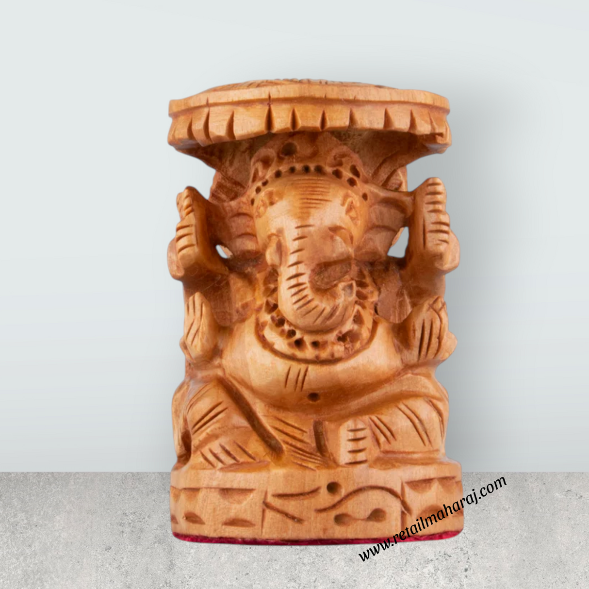 Chatter Ganesh Murti - 2.5 x 1.5 Inches | Wooden Statue/ Ganapati Idol/ Vinayagar Statue for Home Decor - Retail Maharaj