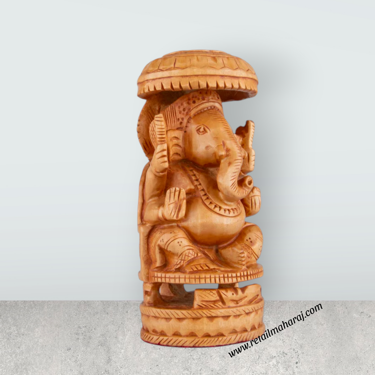 Chatter Ganesh Murti - 6 x 3 Inches | Wooden Statue/ Ganapati Idol/ Vinayagar Statue for Home Decor - Retail Maharaj