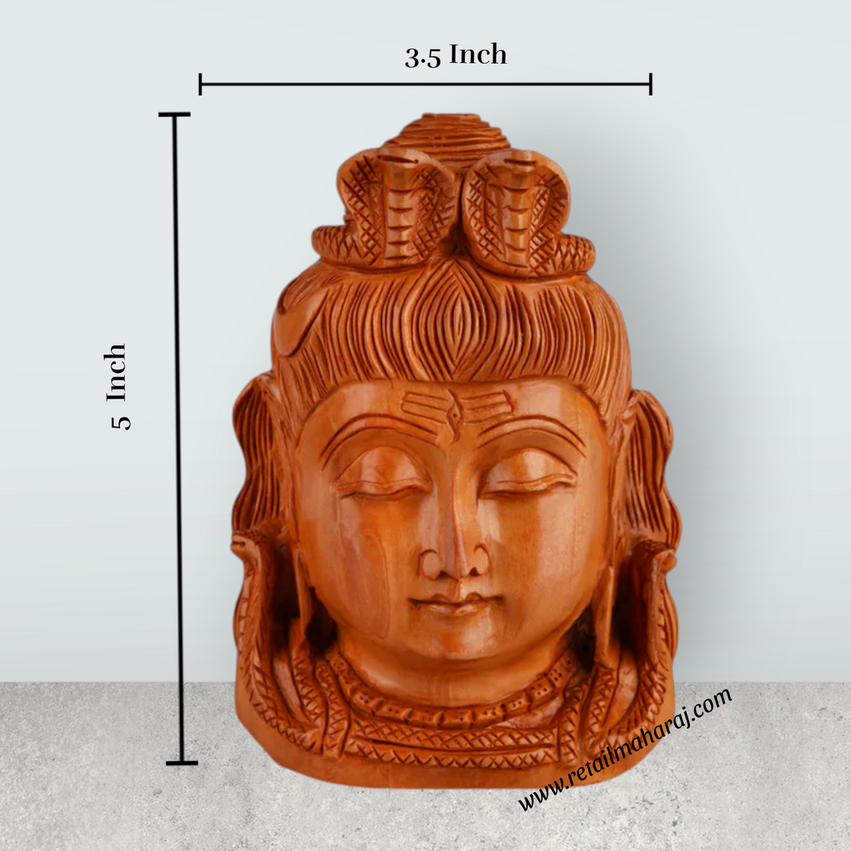 Shiva Bust Statue - 5 x 3.5 Inches | Wooden Statue/ Shiv Murti/ Shivan Idol for Pooja - Retail Maharaj