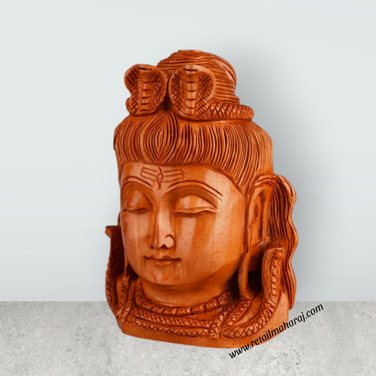 Shiva Bust Statue - 5 x 3.5 Inches | Wooden Statue/ Shiv Murti/ Shivan Idol for Pooja - Retail Maharaj
