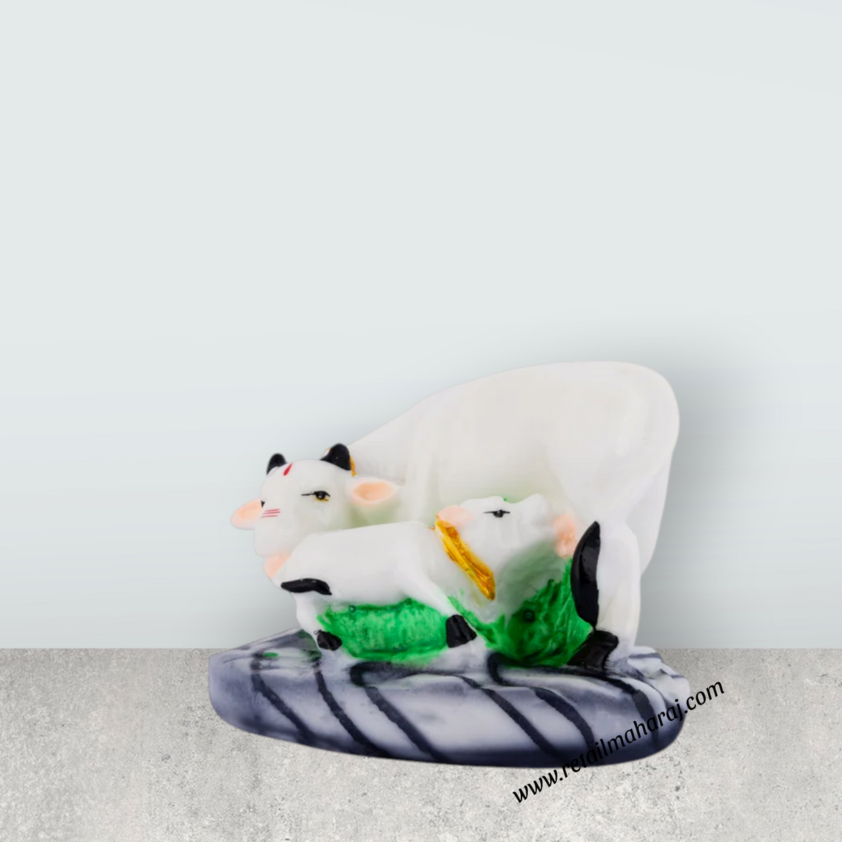 Cow and Calf Idol With Base - 3 x 4.75 Inches | Resin Idol / Kamdhenu Cow And Calf Statue for Home