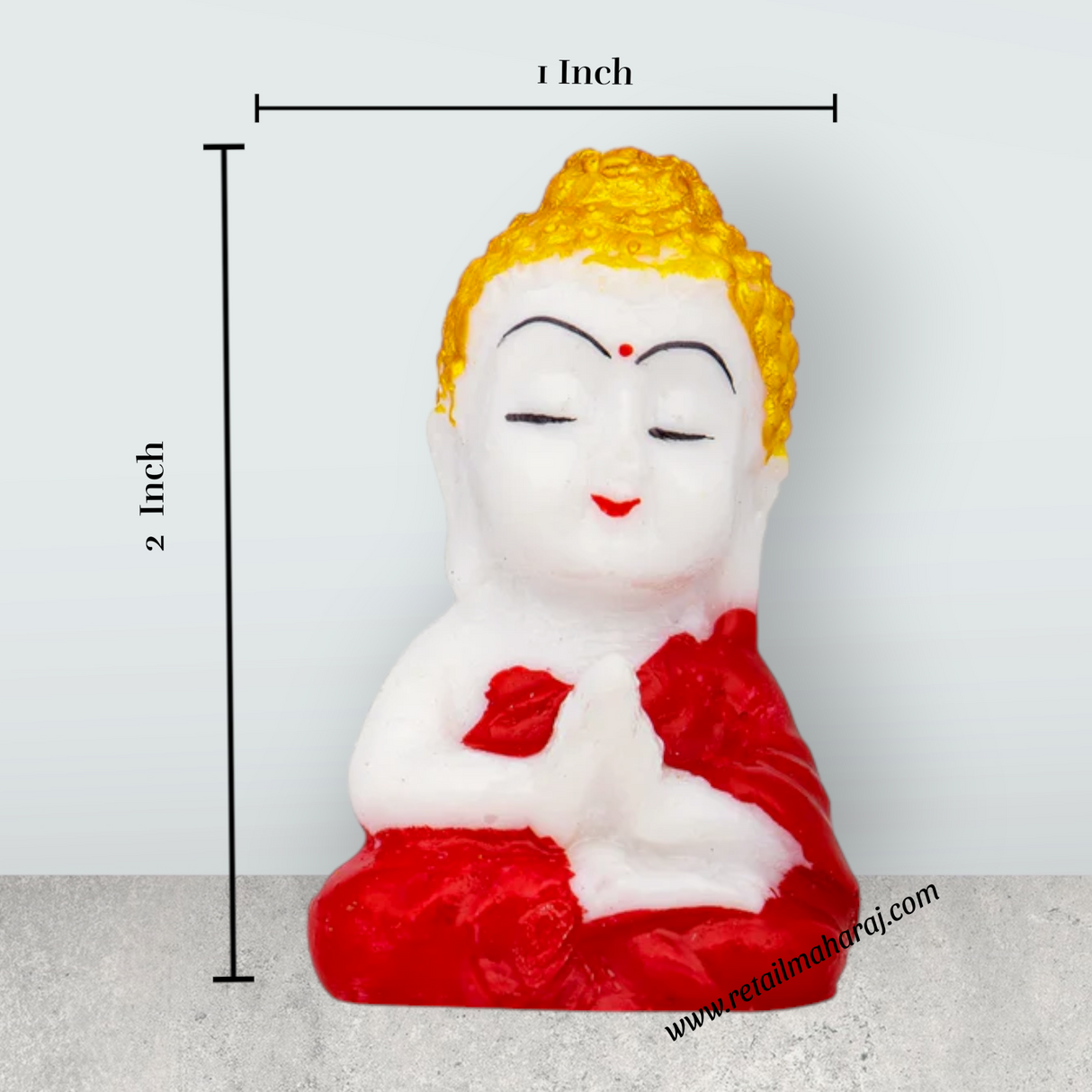 Baby Buddha Statue Set - 2 x 1 Inches | 4 Pcs Marble Dust Sitting Buddha Murti for Home - Retail Maharaj