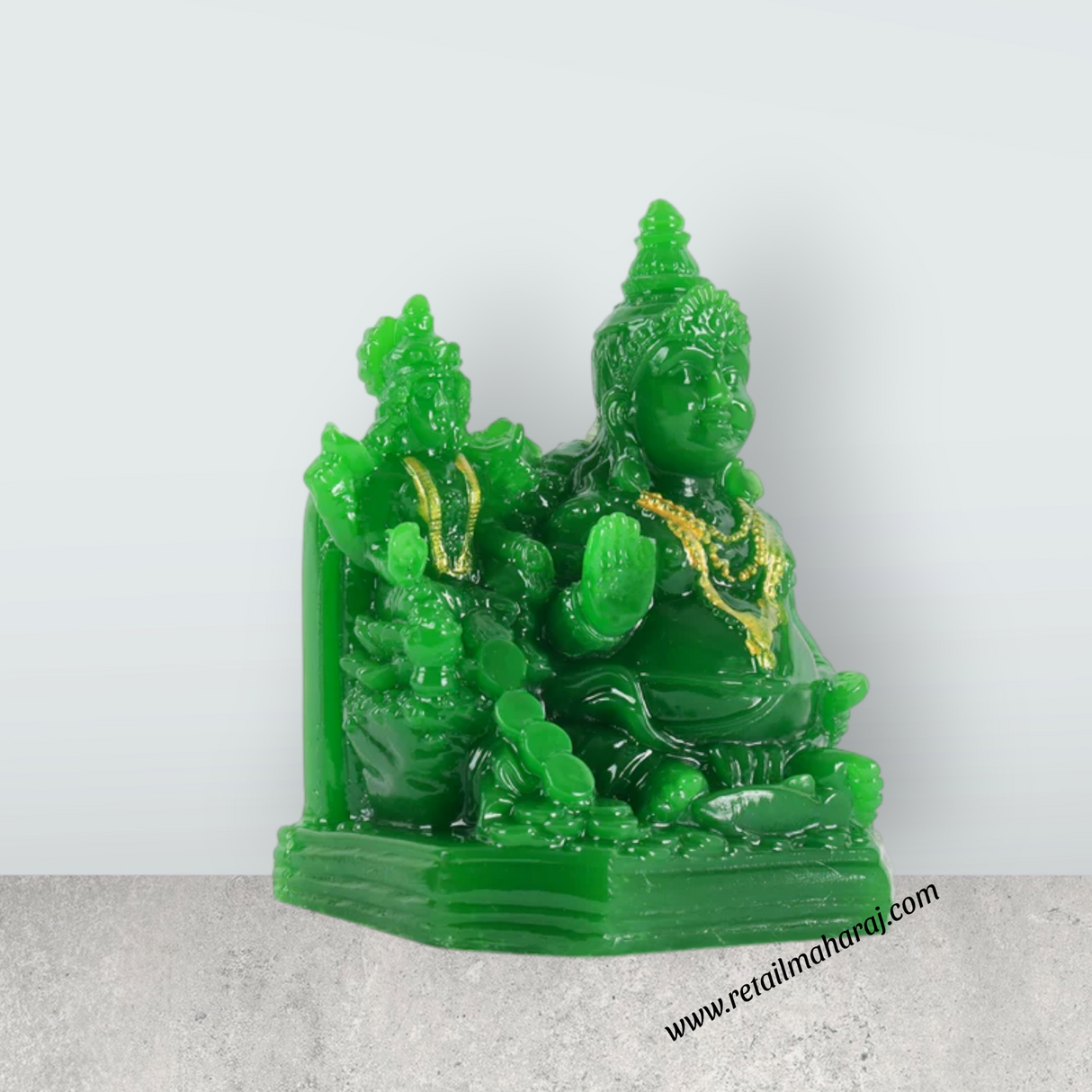 Laxmi Kuber Statue - 4 x 3 Inches Green | Resin Lakshmi Kuber Idol/ Laxmi Kuber Idol for Pooja