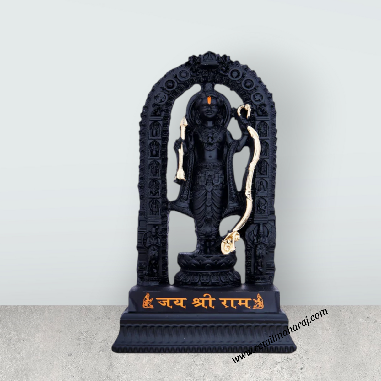 Ayodhya Rama Idol - 8.5 x 4.5 Inches | Poly Resin Statue/ Black Ayodhya Ramar Statue for Pooja