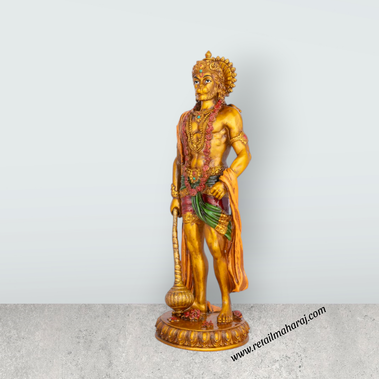 Anjaneya Statue - 10 x 3 Inches | Hanuman Statue/ Hanuman Murti/ Resin Statue for Pooja - Retail Maharaj