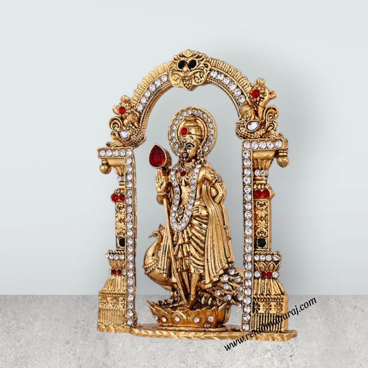Murugan with Peacock and Arch – 4.5 x 3.5 Inches | Antique Murti / Lord Kartikeya Statue for Home & Pooja