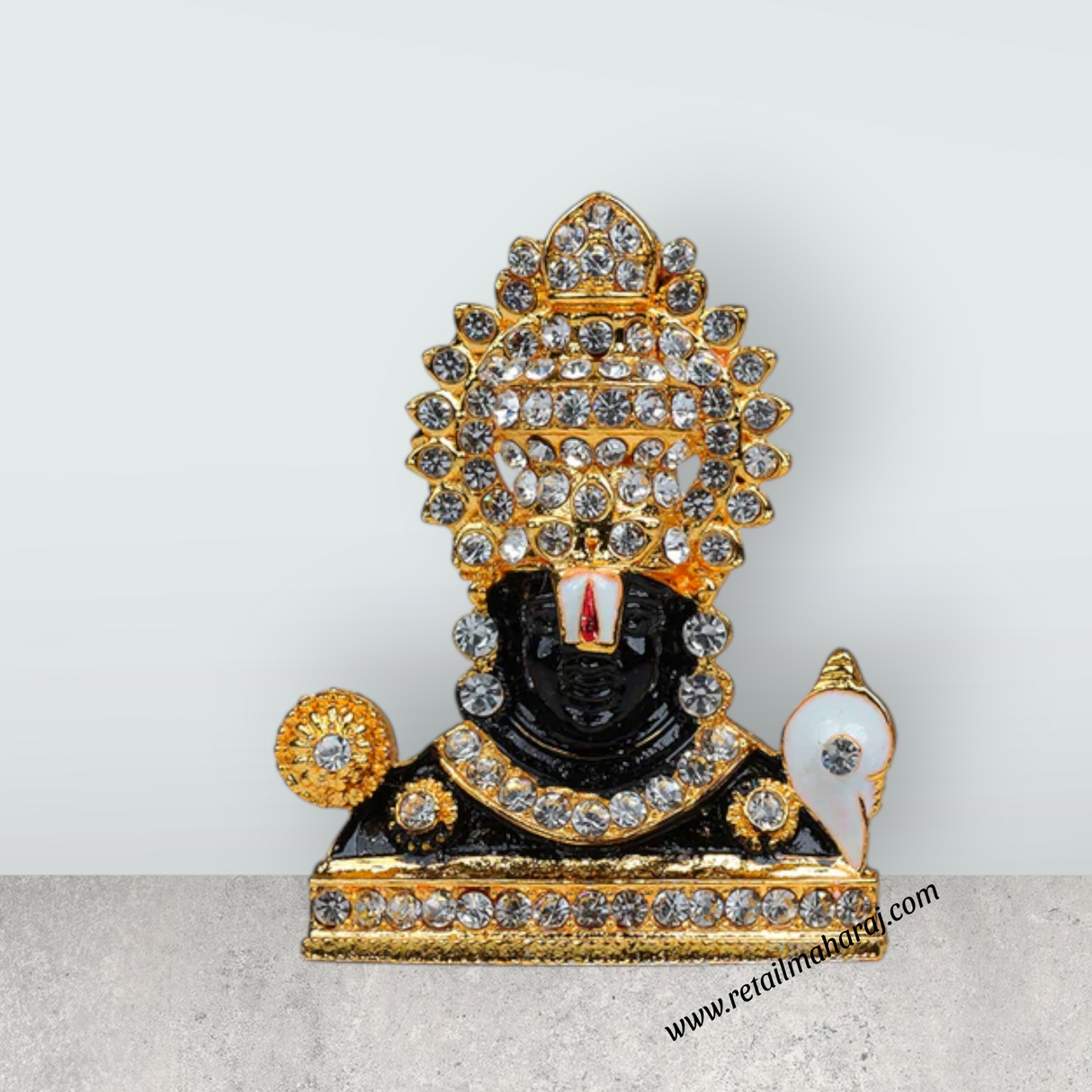 Balaji Statue - 2 x 1.5 Inches | White Stone Lord Venkateswara Idol for Car Decor - Retail Maharaj