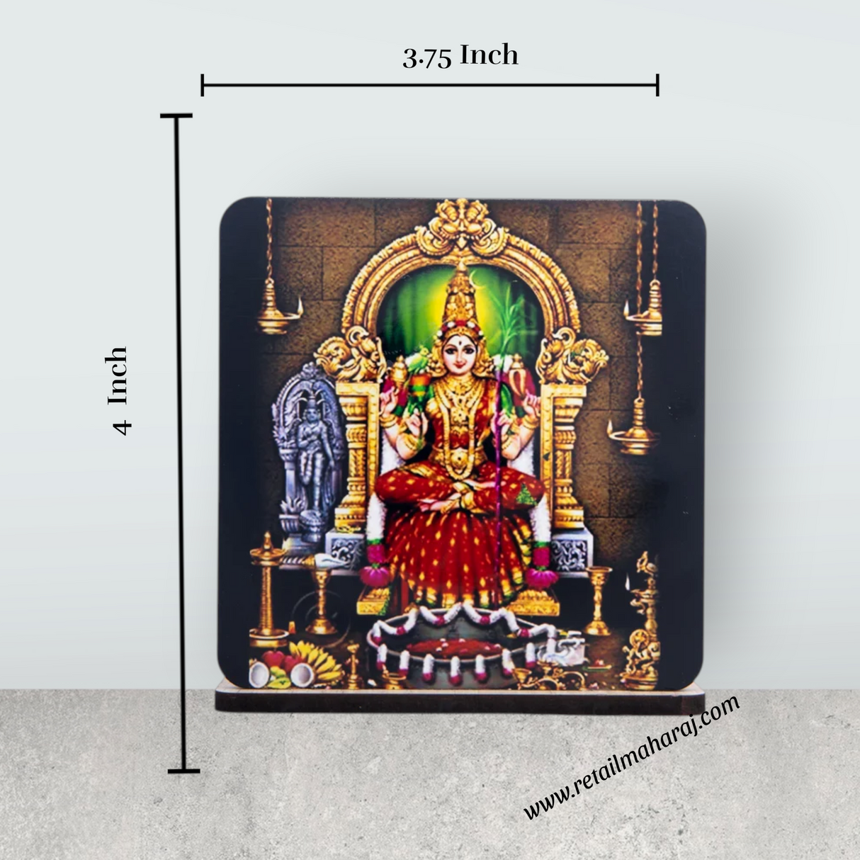 Kamakshi Amman Photo Frame Stand - 4 x 3.75 Inches | Kamatchi Amman Picture Frame for Car Decor