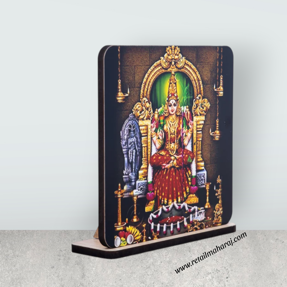Kamakshi Amman Photo Frame Stand - 4 x 3.75 Inches | Kamatchi Amman Picture Frame for Car Decor