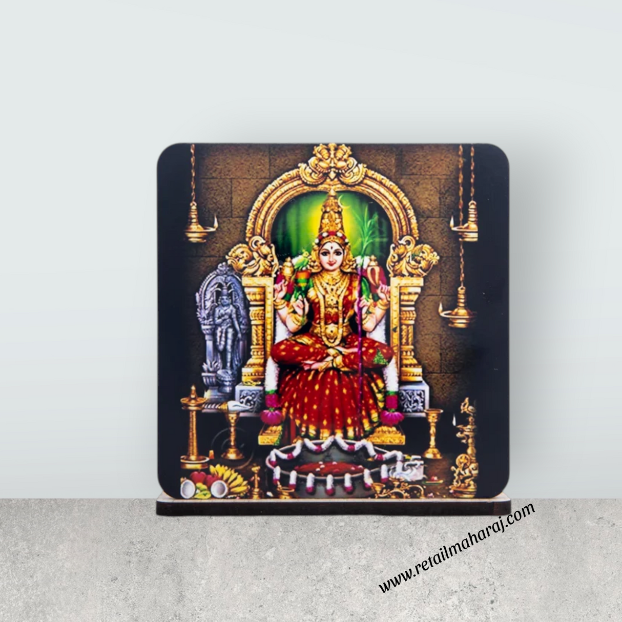 Kamakshi Amman Photo Frame Stand - 4 x 3.75 Inches | Kamatchi Amman Picture Frame for Car Decor