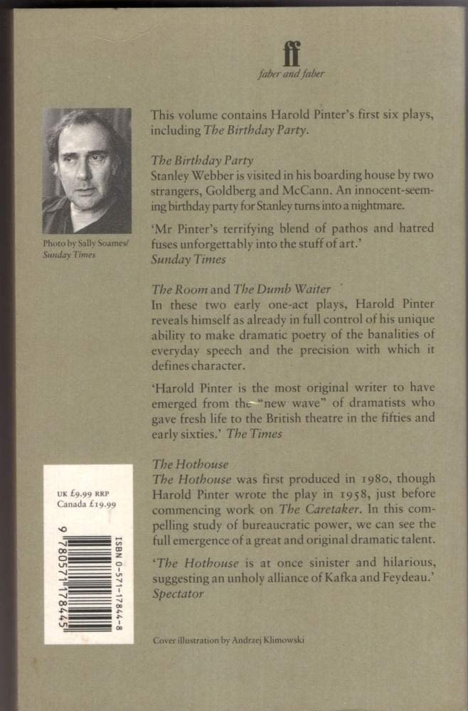 Harold Pinter Plays 1: The Birthday Party; The Room; The Dumb Waiter; A Slight Ache; The Hothouse; A Night Out; The Black and White; The Examination (Contemporary Classics) - Retail Maharaj